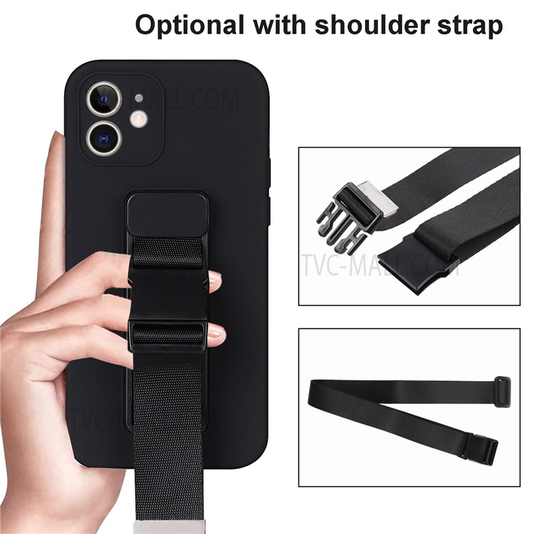 Phone Back Cover with Adjustable Wrist Strap Kickstand and Long Shoulder Strap High-quality Soft TPU Phone Case for iPhone 12 6.1 inch - Green-7