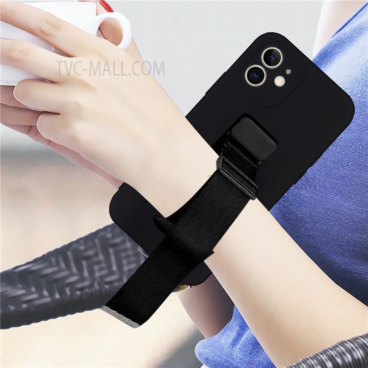 Phone Back Cover with Adjustable Wrist Strap Kickstand and Long Shoulder Strap High-quality Soft TPU Phone Case for iPhone 12 6.1 inch - Green-9