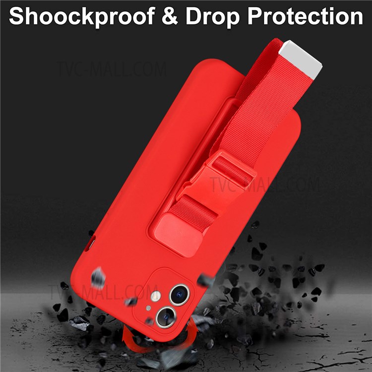 Precise Cutout Design Soft TPU Phone Case with Adjustable Wrist Strap Kickstand for iPhone 12 mini 5.4 inch - Black-8