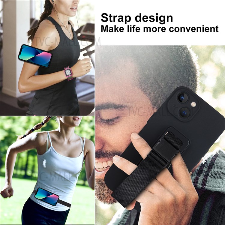 Mobile Phone Soft TPU Case with Adjustable Wrist Strap Kickstand for iPhone 13 mini 5.4 inch - Green-7