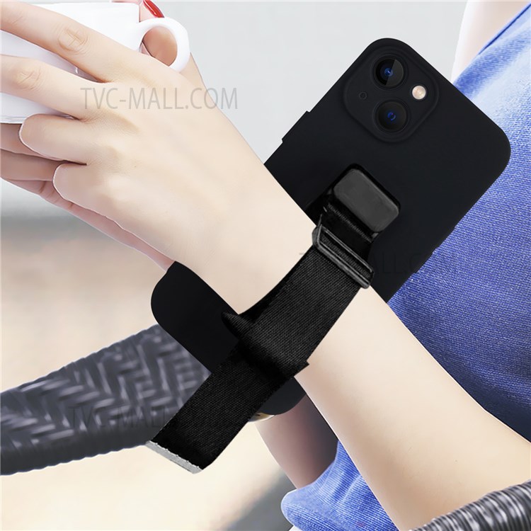 Lightweight Phone Cover Flexible TPU Phone Case with Adjustable Wrist Strap Kickstand and Long Shoulder Strap for iPhone 13 6.1 inch - Red-5