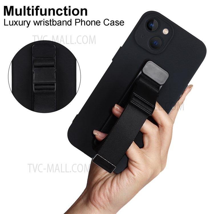 Lightweight Phone Cover Flexible TPU Phone Case with Adjustable Wrist Strap Kickstand and Long Shoulder Strap for iPhone 13 6.1 inch - Red-9