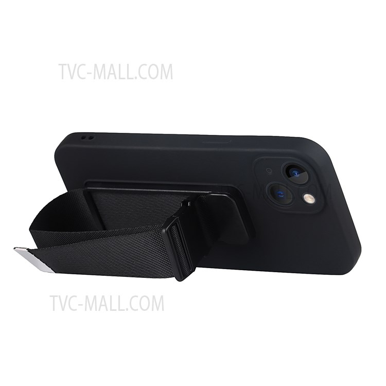 Sport Wrist Phone Cover Soft TPU Phone Case with Adjustable Short Strap Kickstand and Long Shoulder Strap for iPhone 13 mini 5.4 inch - Black-3