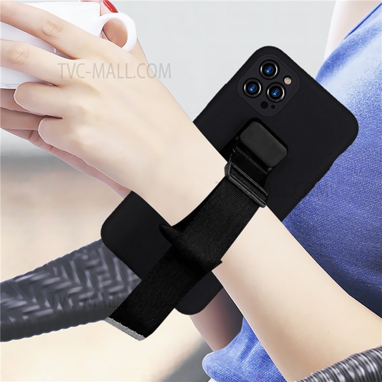 Anti-dust Precise Cutout Soft TPU Phone Case with Adjustable Wrist Strap Kickstand and Long Shoulder Strap for iPhone 13 Pro 6.1 inch - Purple-5