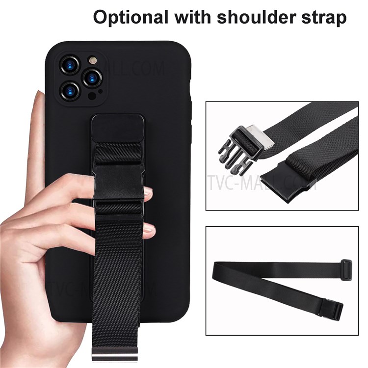 Anti-dust Precise Cutout Soft TPU Phone Case with Adjustable Wrist Strap Kickstand and Long Shoulder Strap for iPhone 13 Pro 6.1 inch - Purple-7
