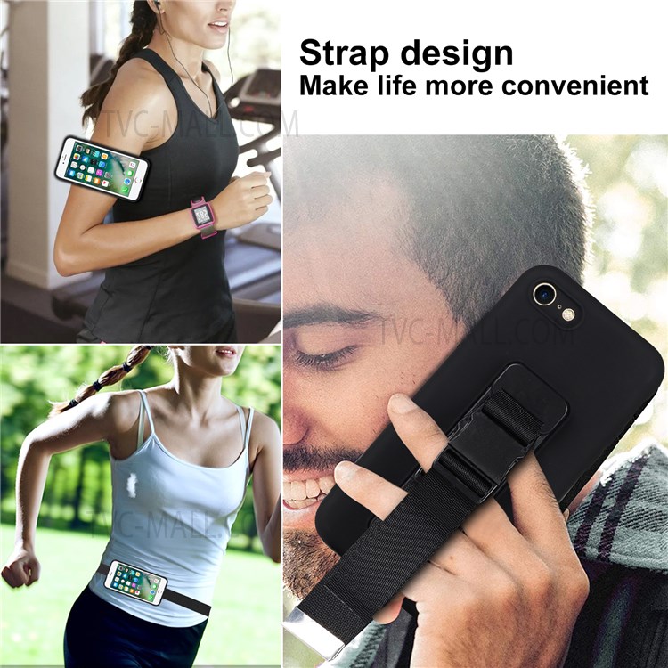 Kickstand Design Precise Cutout Durable Soft TPU Case with Adjustable Wrist Strap for iPhone 7/8 4.7 inch/SE (2nd Generation) - Green-7