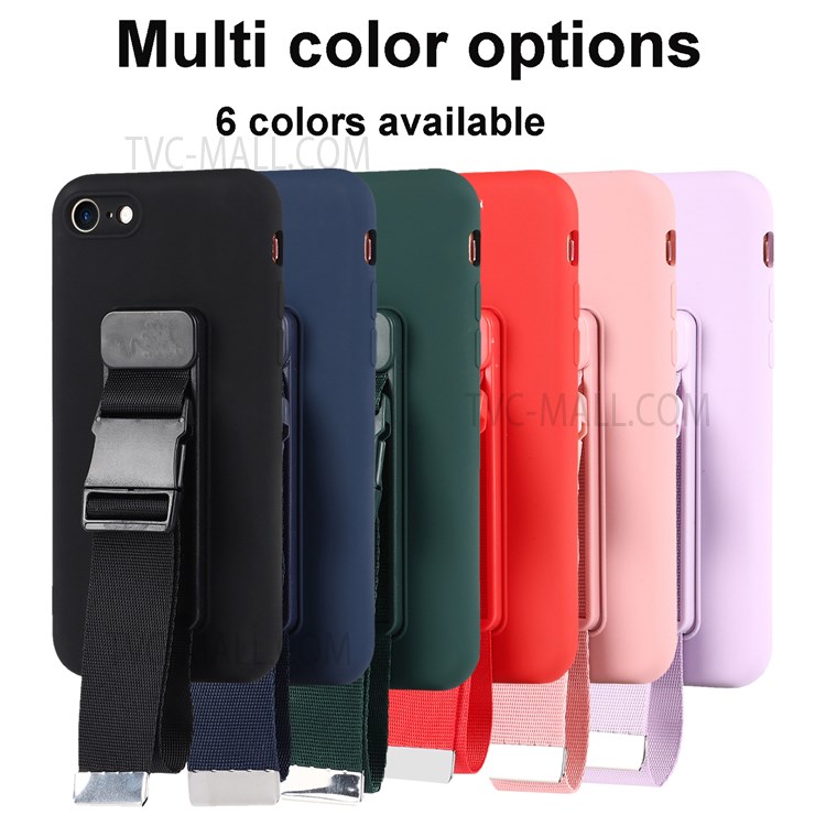 Kickstand Design Precise Cutout Durable Soft TPU Case with Adjustable Wrist Strap for iPhone 7/8 4.7 inch/SE (2nd Generation) - Green-9