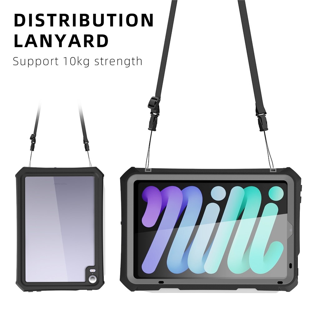 SHELLBOX 2m Drop-resistant IP68 Waterproof Case Protective Shell with Kickstand and Lanyard for iPad mini (2021)/iPad mini 6-4