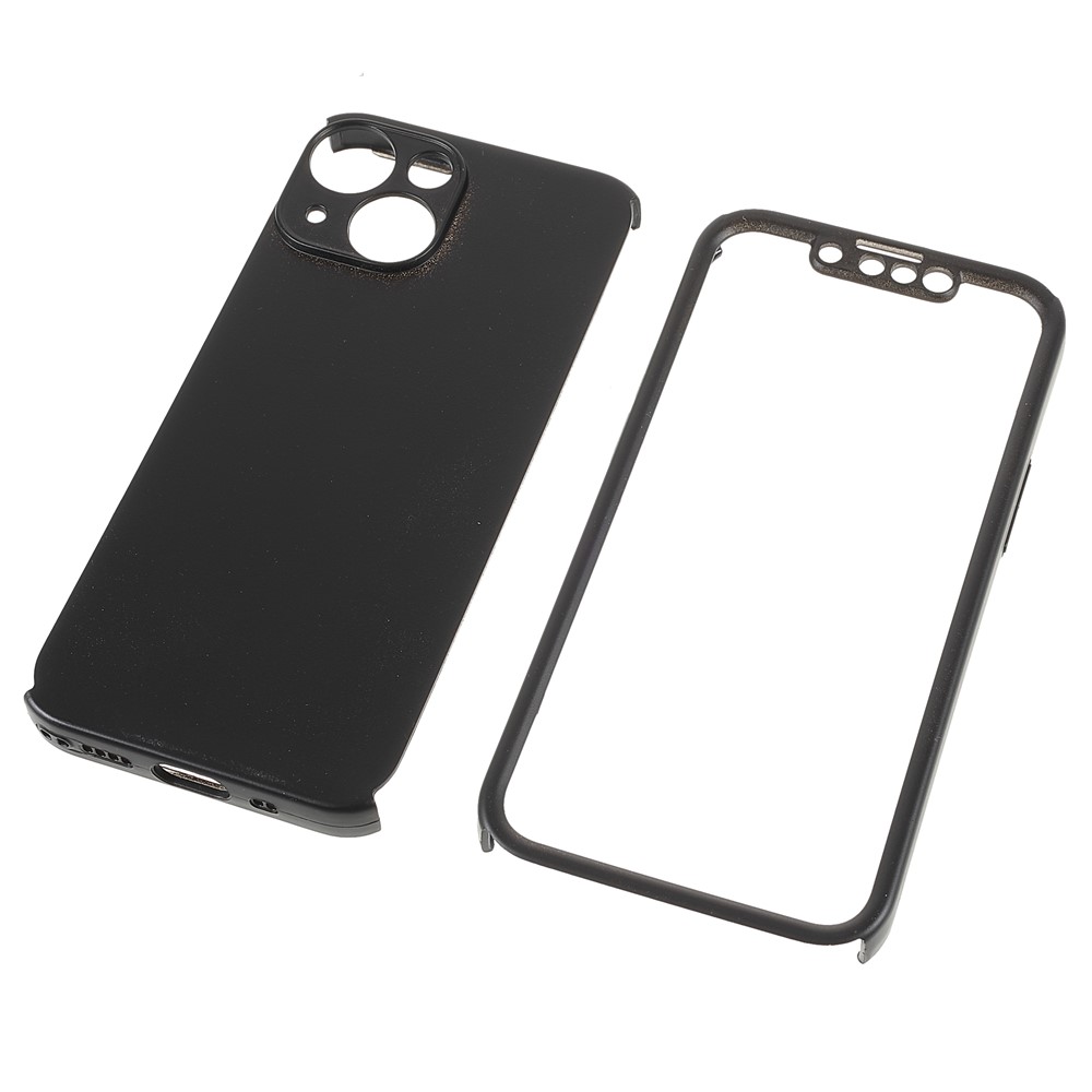 Rubberized Surface Precise Cutouts Anti-scratch Anti-fall Detachable 2-in-1 Hard PC Cover with Screen Protector for iPhone 13 mini 5.4 inch - Black-7