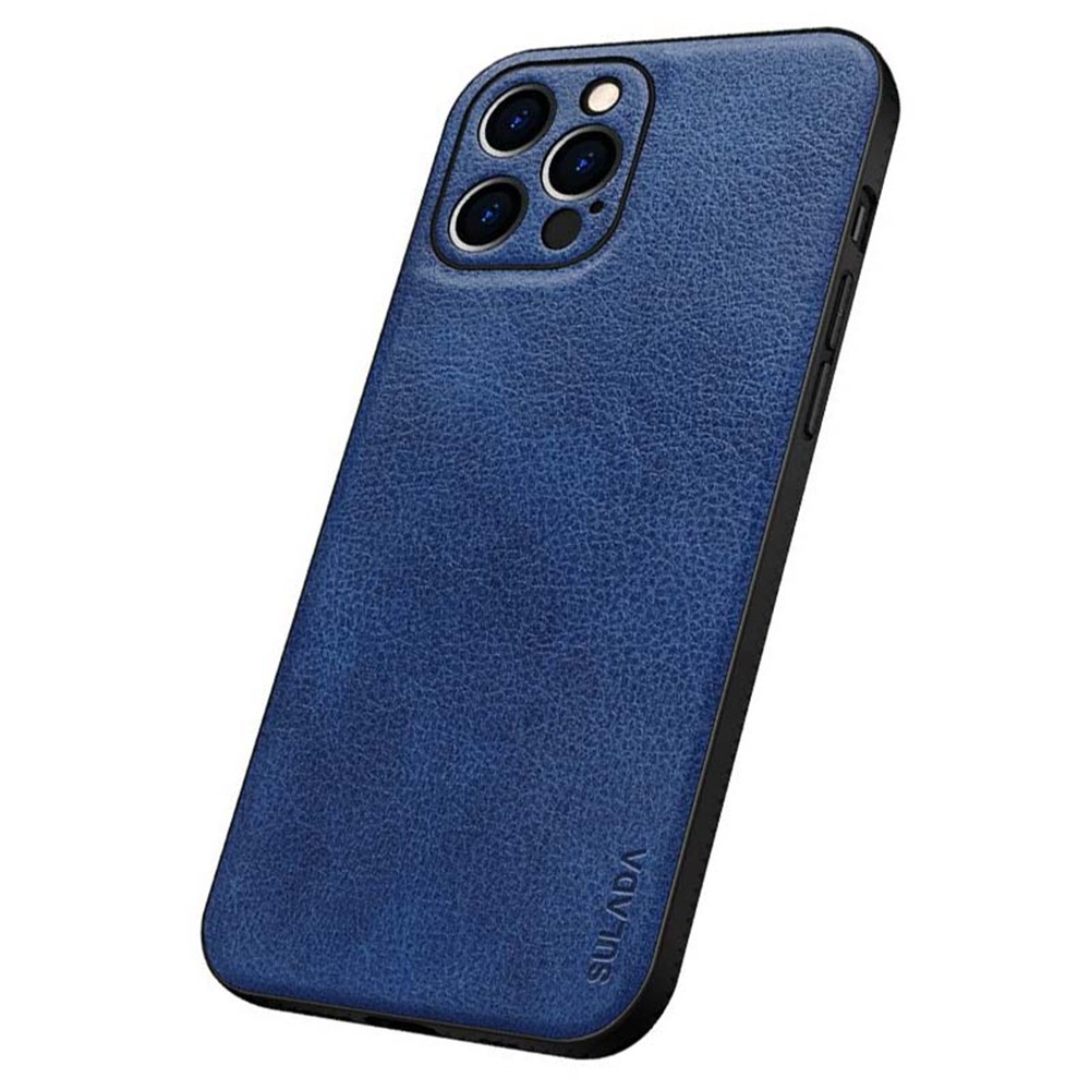 SULADA Protective Case Litchi Texture Precise Cutout Light Slim PC + TPU + PU Leather Cover for iPhone 12 Pro 6.1 inch - Blue-1