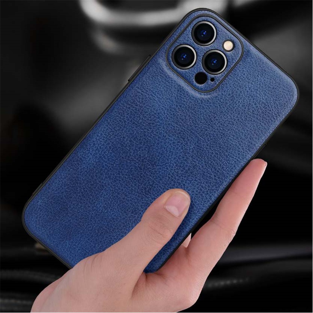 SULADA Protective Case Litchi Texture Precise Cutout Light Slim PC + TPU + PU Leather Cover for iPhone 12 Pro 6.1 inch - Blue-7