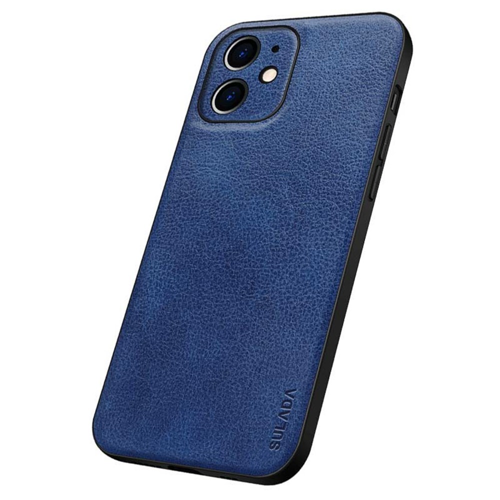 SULADA Phone Case Special Precise Cutout PC + TPU + PU Leather Cover for iPhone 12 6.1 inch - Blue-1