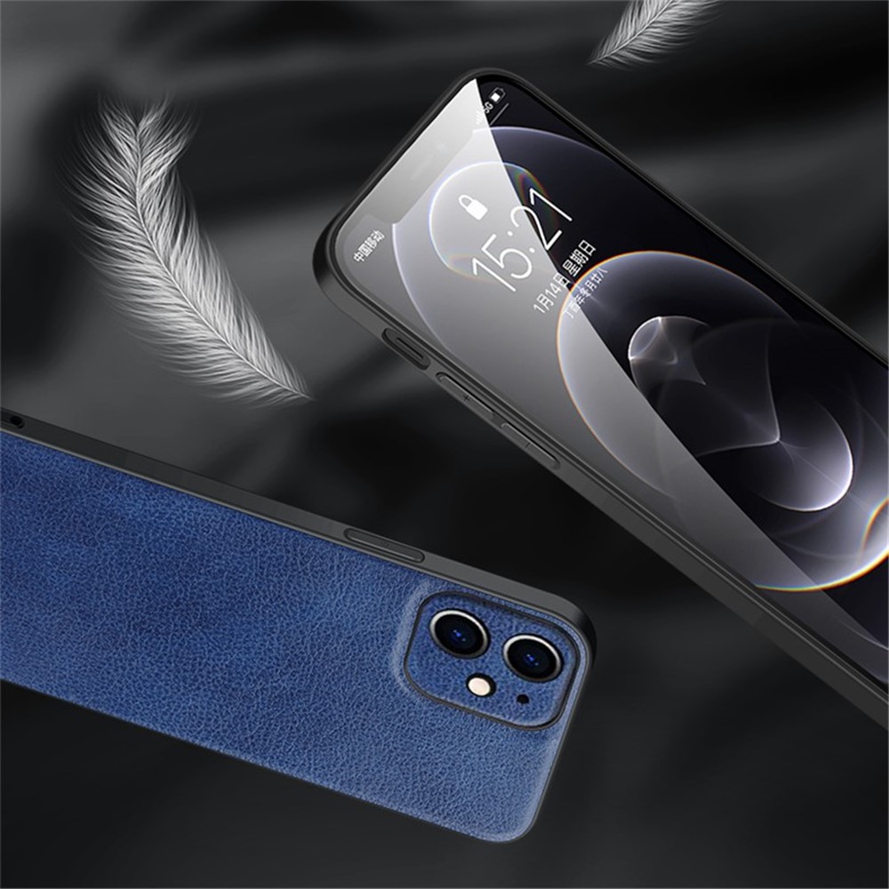 SULADA Phone Case Special Precise Cutout PC + TPU + PU Leather Cover for iPhone 12 6.1 inch - Blue-3