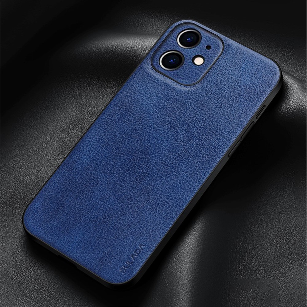 SULADA Phone Case Special Precise Cutout PC + TPU + PU Leather Cover for iPhone 12 6.1 inch - Blue-5