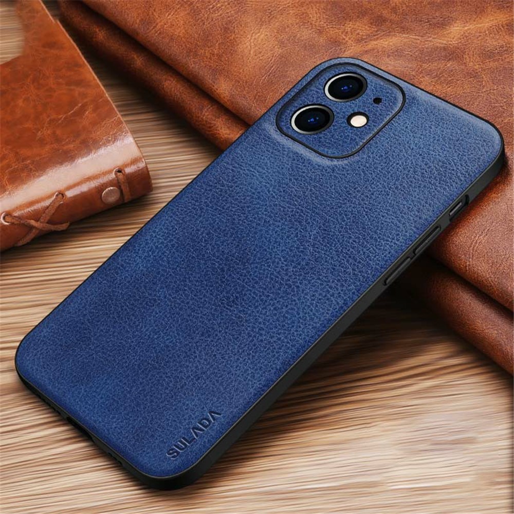 SULADA Phone Case Special Precise Cutout PC + TPU + PU Leather Cover for iPhone 12 6.1 inch - Blue-6