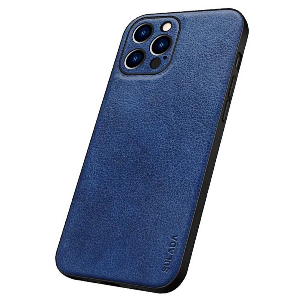SULADA Shockproof Phone Case Precise Cutout Design Hard PC + TPU + PU Leather Cover for iPhone 13 Pro Max 6.7 inch - Blue-1