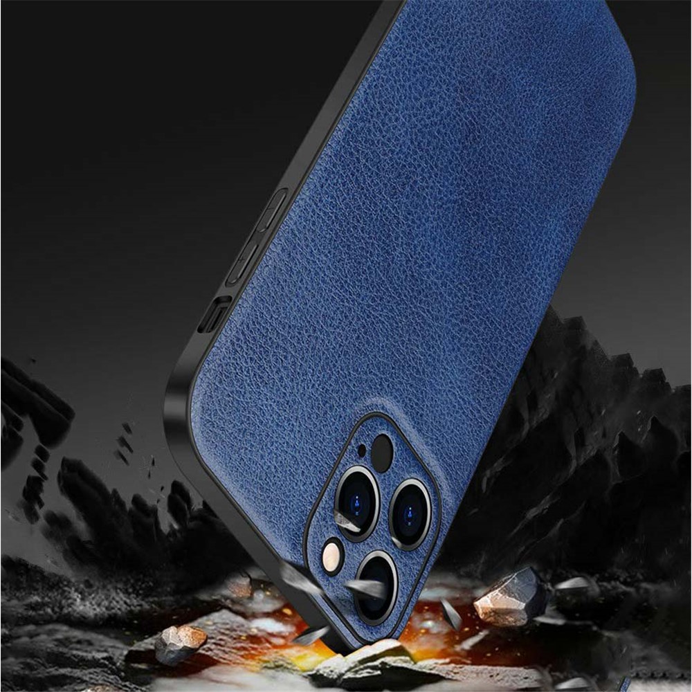 SULADA Shockproof Phone Case Precise Cutout Design Hard PC + TPU + PU Leather Cover for iPhone 13 Pro Max 6.7 inch - Blue-3
