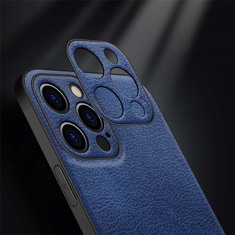 SULADA Phone Case Scratch-resistant Special PC + TPU + PU Leather Precise Cutout Cover for iPhone 13 Pro 6.1 inch - Blue-5
