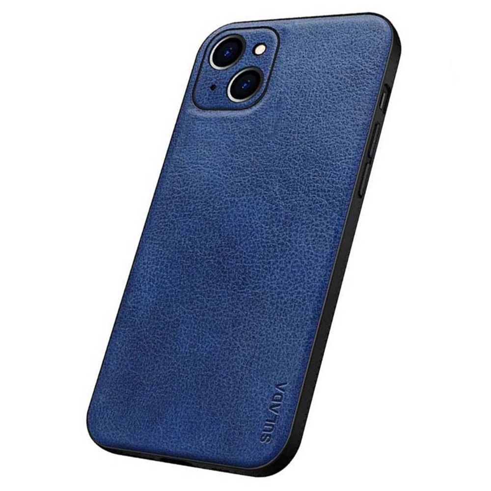 SULADA PC + TPU + PU Leather Phone Cover Phone Case Special Precise Cutout Design for iPhone 13 6.1 inch - Blue-1