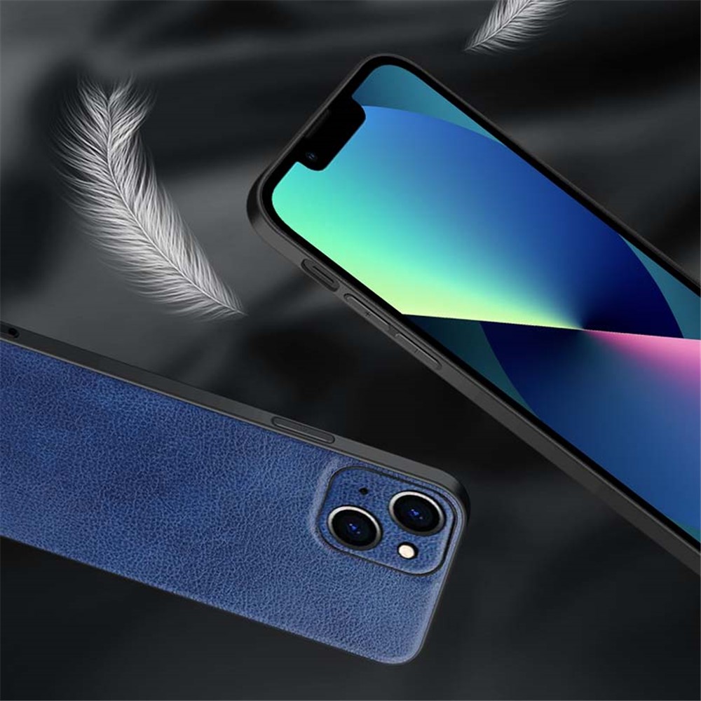 SULADA PC + TPU + PU Leather Phone Cover Phone Case Special Precise Cutout Design for iPhone 13 6.1 inch - Blue-3