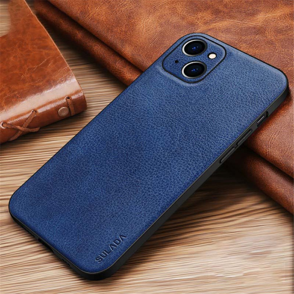 SULADA PC + TPU + PU Leather Phone Cover Phone Case Special Precise Cutout Design for iPhone 13 6.1 inch - Blue-6