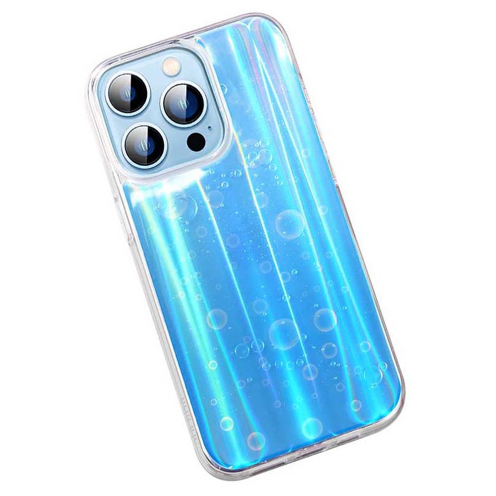 Soft Flexible TPU Shell Dazzling Epoxy Surface Anti-fingerprint Anti-sweat Phone Cover for iPhone 13 Pro Max 6.7 inch - Blue-1