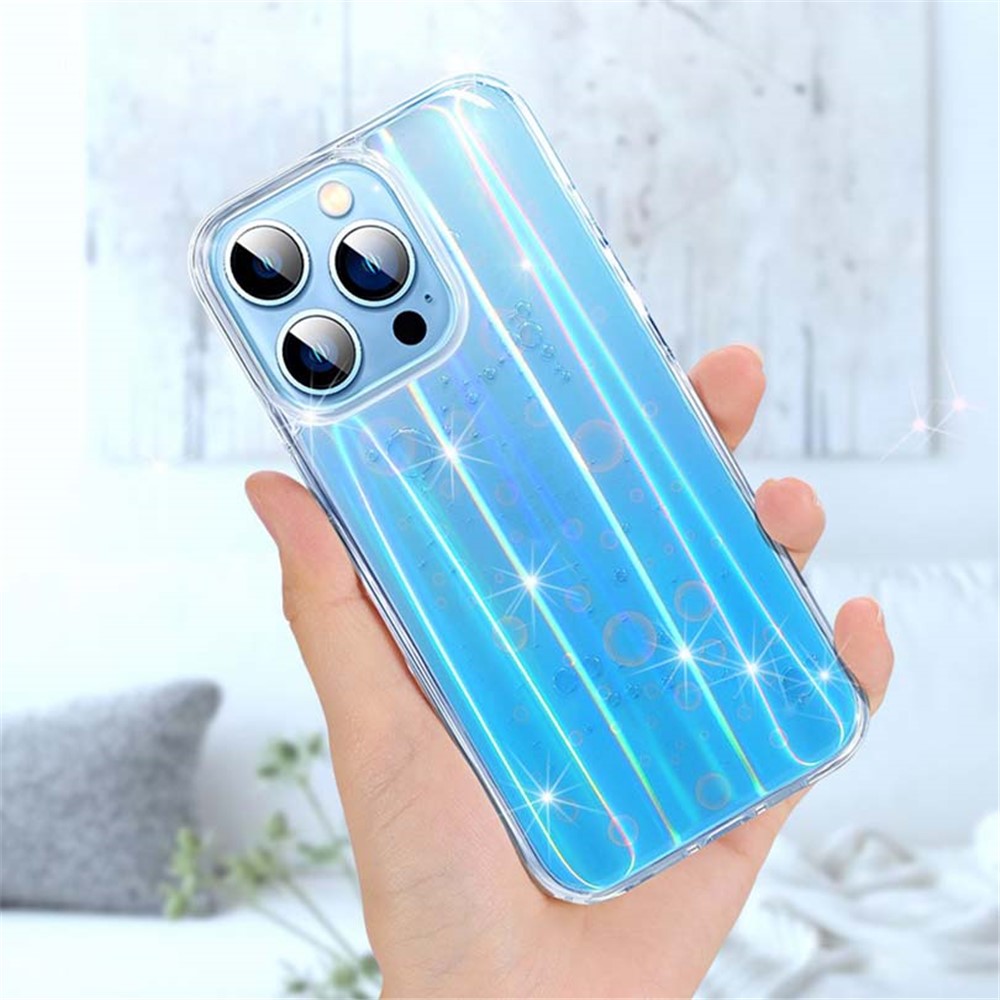 Soft Flexible TPU Shell Dazzling Epoxy Surface Anti-fingerprint Anti-sweat Phone Cover for iPhone 13 Pro Max 6.7 inch - Blue-5