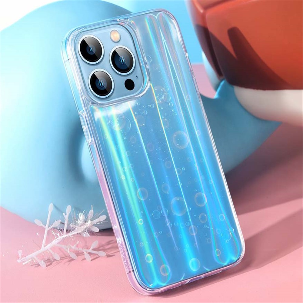Soft Flexible TPU Shell Dazzling Epoxy Surface Anti-fingerprint Anti-sweat Phone Cover for iPhone 13 Pro Max 6.7 inch - Blue-6