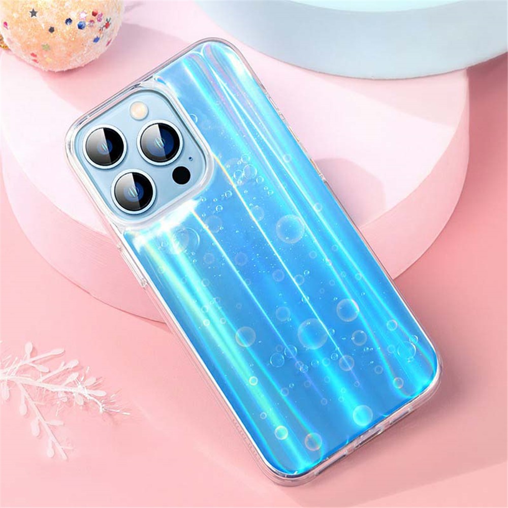 Soft Flexible TPU Shell Dazzling Epoxy Surface Anti-fingerprint Anti-sweat Phone Cover for iPhone 13 Pro Max 6.7 inch - Blue-7