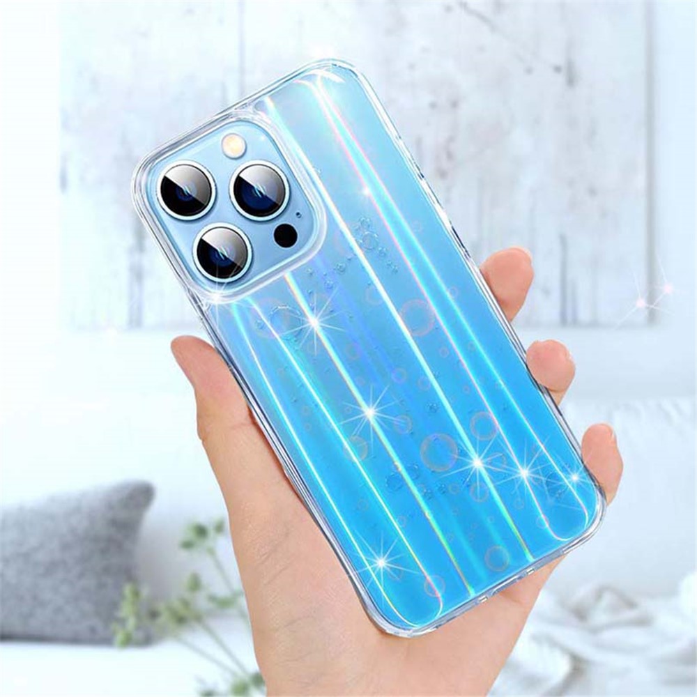 Soft TPU Shell Dazzling Epoxy Surface Anti-scratch Durable Phone Cover for iPhone 13 Pro 6.1 inch - Blue-5