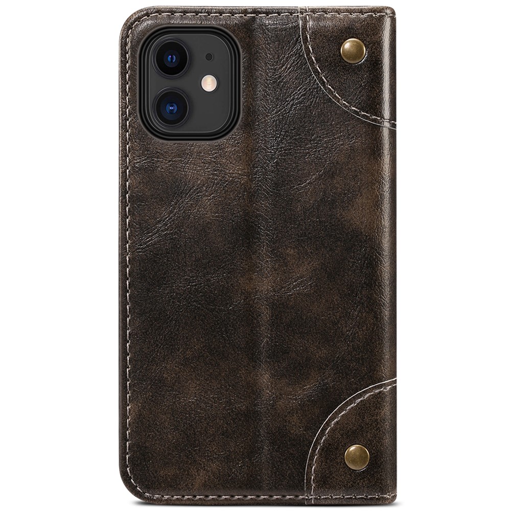 SUTENI 055 Series Magnetic Auto Closure PU Leather Case Wallet Stand Shockproof TPU Inner Shell Phone Cover for iPhone 12 mini 5.4 inch - Black-3