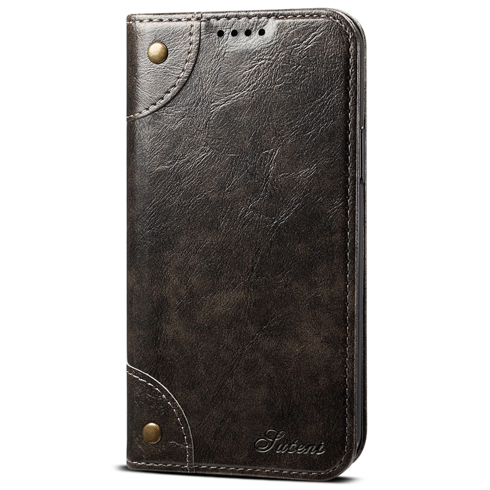 SUTENI 055 Series Automatic Closing Protective Cover with Wallet and Stand PU Leather+TPU Case for iPhone 11 6.1 inch - Black-2