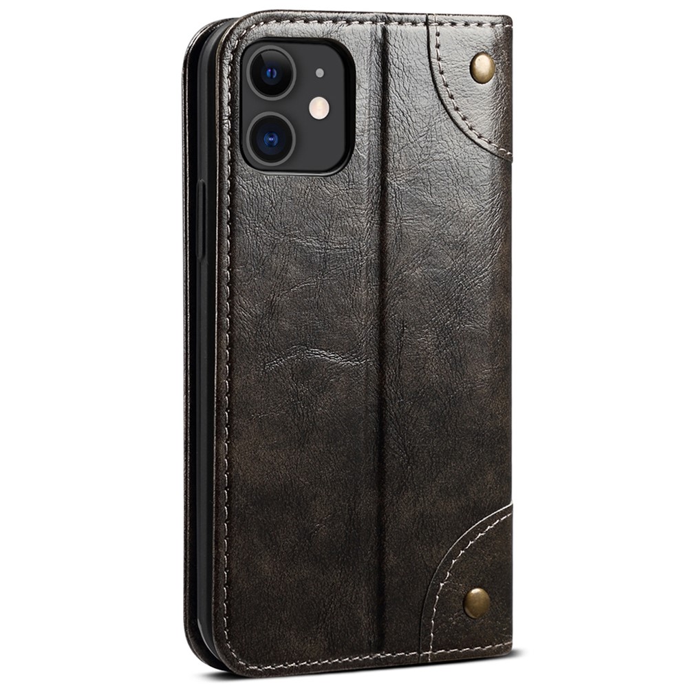 SUTENI 055 Series Automatic Closing Protective Cover with Wallet and Stand PU Leather+TPU Case for iPhone 11 6.1 inch - Black-3
