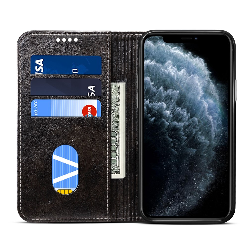 SUTENI 055 Series Automatic Closing Protective Cover with Wallet and Stand PU Leather+TPU Case for iPhone 11 6.1 inch - Black-4