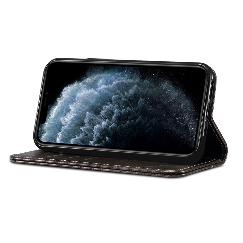 SUTENI 055 Series Automatic Closing Protective Cover with Wallet and Stand PU Leather+TPU Case for iPhone 11 6.1 inch - Black-5