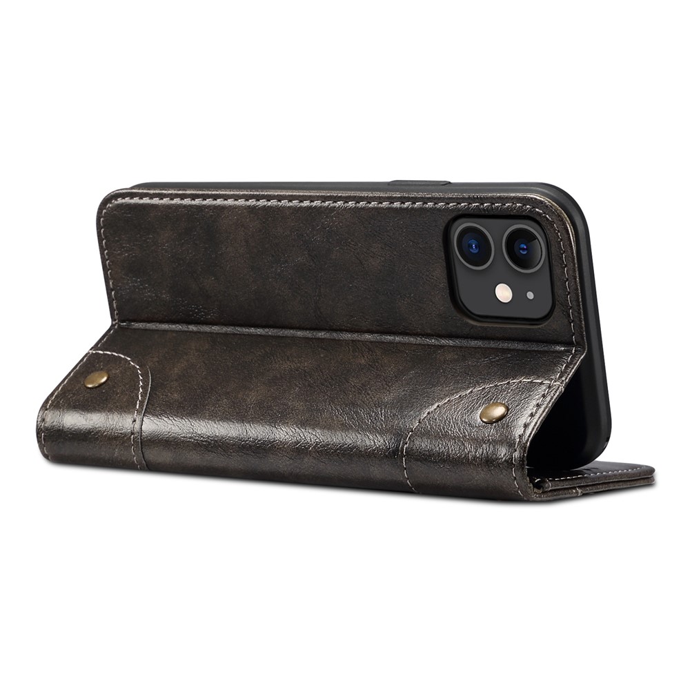 SUTENI 055 Series Automatic Closing Protective Cover with Wallet and Stand PU Leather+TPU Case for iPhone 11 6.1 inch - Black-6