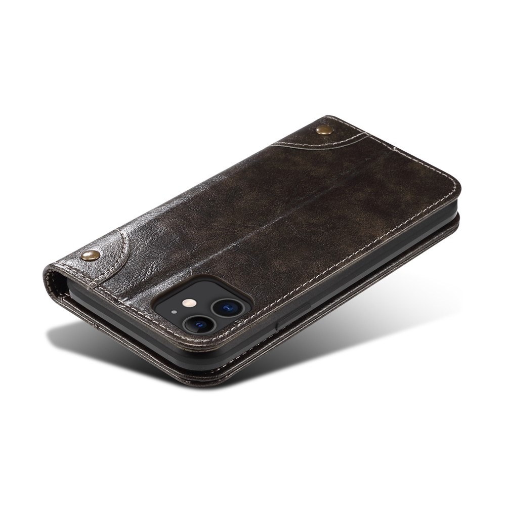 SUTENI 055 Series Automatic Closing Protective Cover with Wallet and Stand PU Leather+TPU Case for iPhone 11 6.1 inch - Black-7