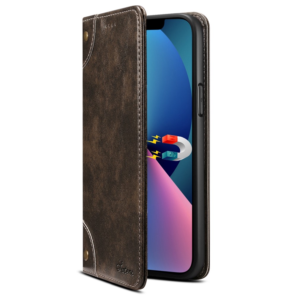 SUTENI 055 Series Wallet Design Well-protected Automatic Closing Flip PU Leather+TPU Cover Case with Stand for iPhone 13 Pro Max 6.7 inch - Black-2