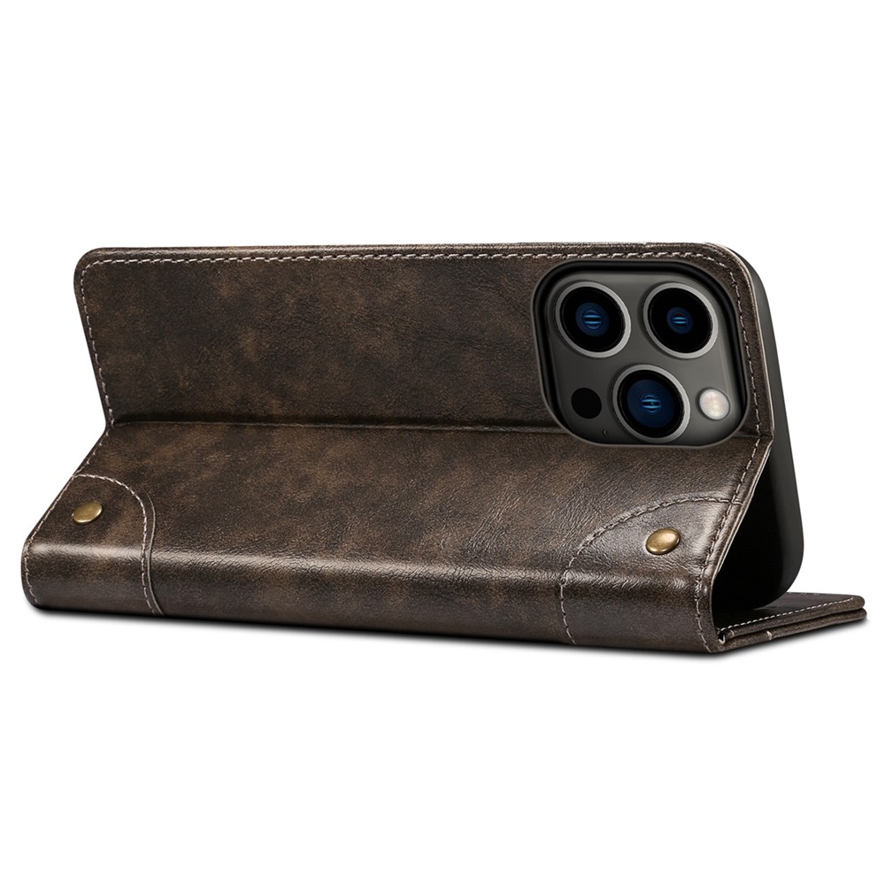 SUTENI 055 Series Wallet Design Well-protected Automatic Closing Flip PU Leather+TPU Cover Case with Stand for iPhone 13 Pro Max 6.7 inch - Black-4