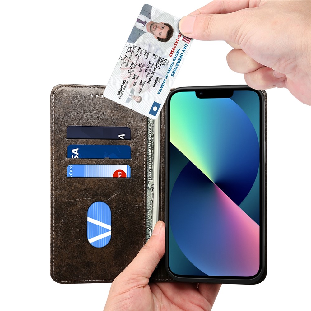 SUTENI 055 Series Wallet Design Well-protected Automatic Closing Flip PU Leather+TPU Cover Case with Stand for iPhone 13 Pro Max 6.7 inch - Black-5