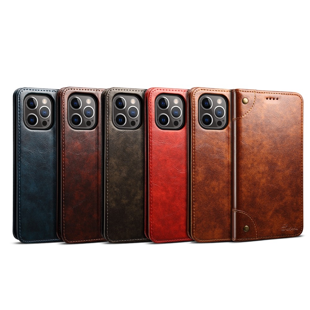 SUTENI 055 Series Wallet Design Flip Phone Cover Automatic Closing PU Leather+TPU Case with Stand for iPhone 12 Pro Max 6.7 inch - Black-6