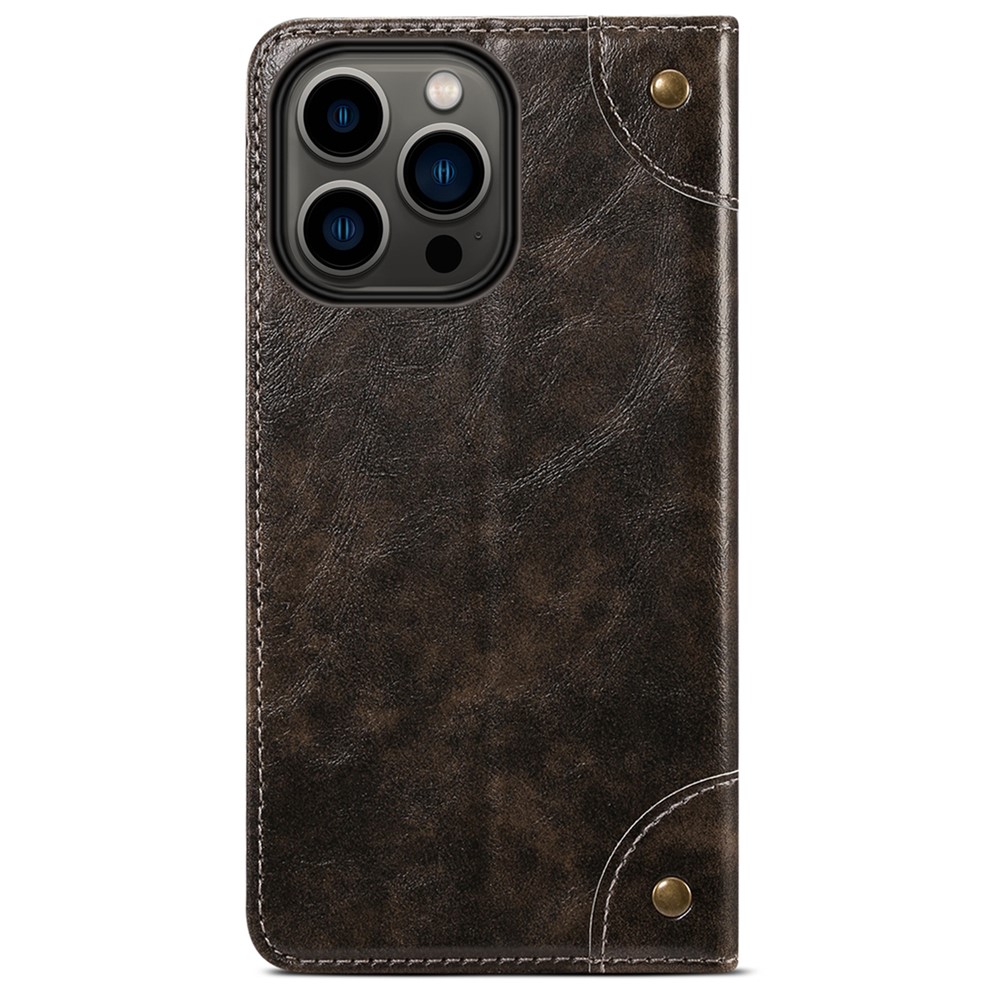 SUTENI 055 Series Full Protection Flip Phone Cover Shockproof PU Leather+TPU Case with Wallet and Stand for iPhone 13 Pro 6.1 inch - Black-3