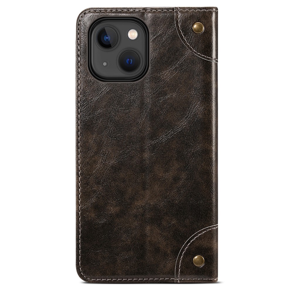 SUTENI 055 Series Anti-Scratch Anti-Drop Flip Phone Cover PU Leather+TPU Case Shell with Wallet and Stand for iPhone 13 6.1 inch - Black-3
