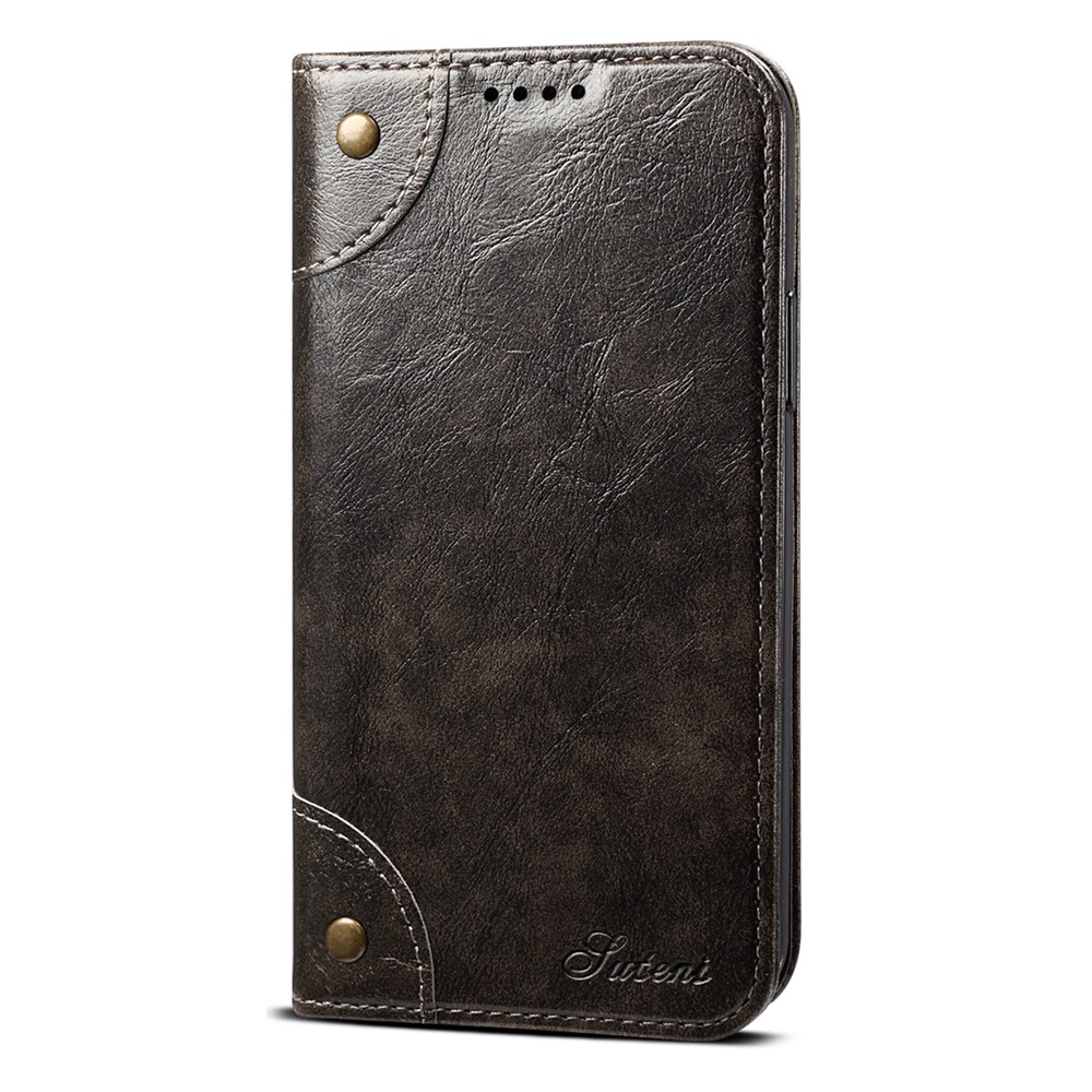 SUTENI 055 Series Shockproof Phone Shell Strong Auto Closure PU Leather+TPU Case Wallet Stand for iPhone 11 Pro 5.8 inch - Black-2