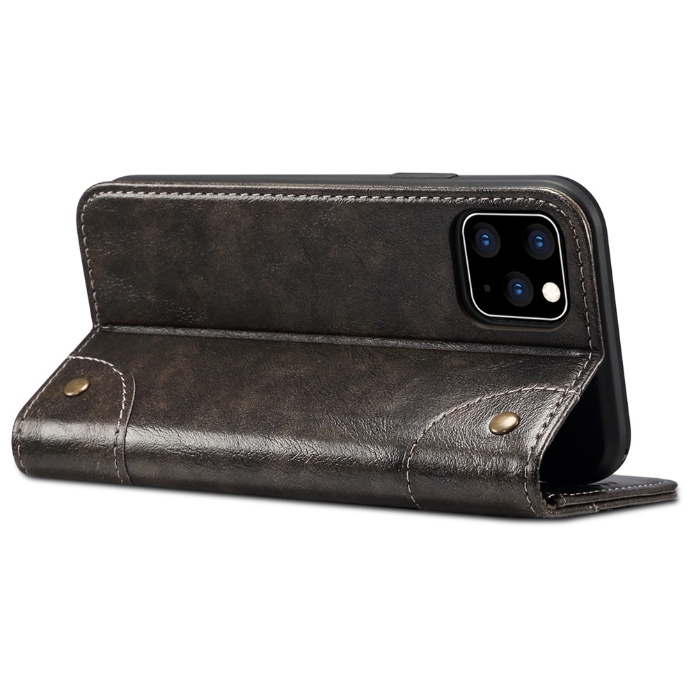 SUTENI 055 Series Shockproof Phone Shell Strong Auto Closure PU Leather+TPU Case Wallet Stand for iPhone 11 Pro 5.8 inch - Black-6