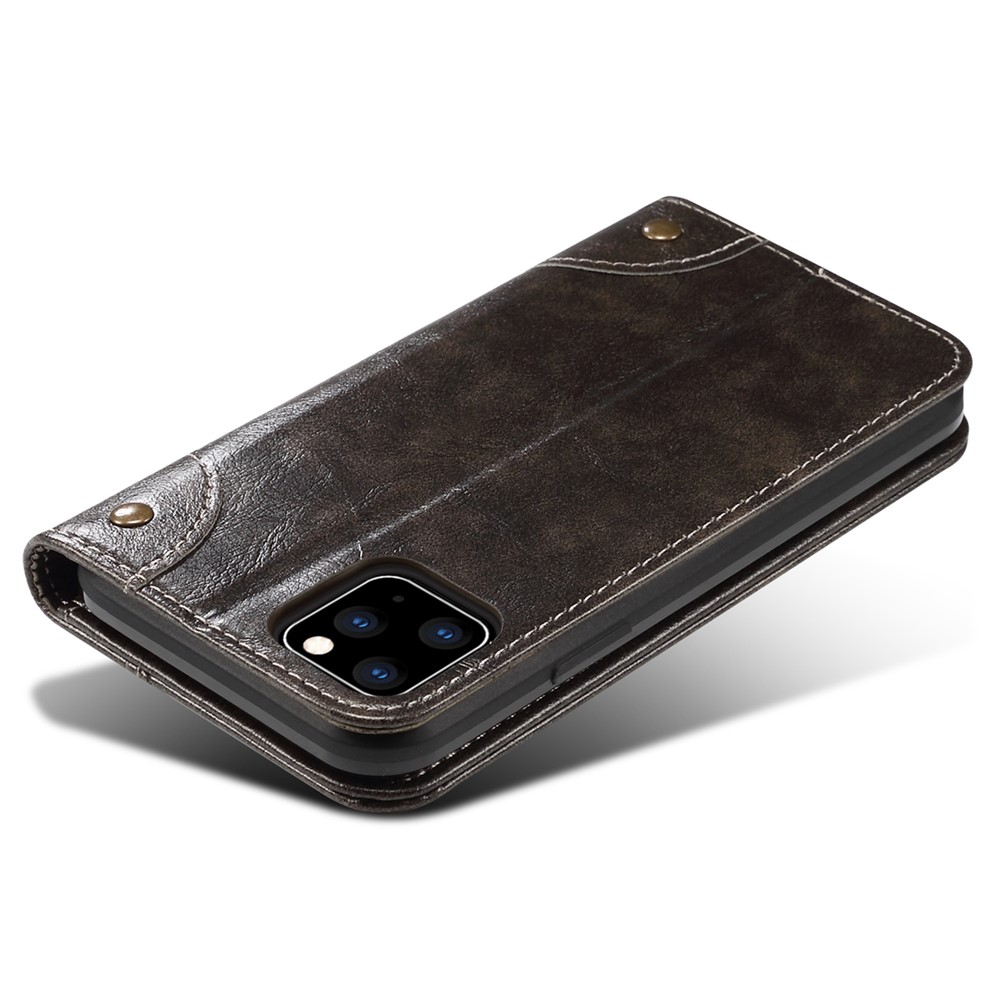 SUTENI 055 Series Shockproof Phone Shell Strong Auto Closure PU Leather+TPU Case Wallet Stand for iPhone 11 Pro 5.8 inch - Black-7