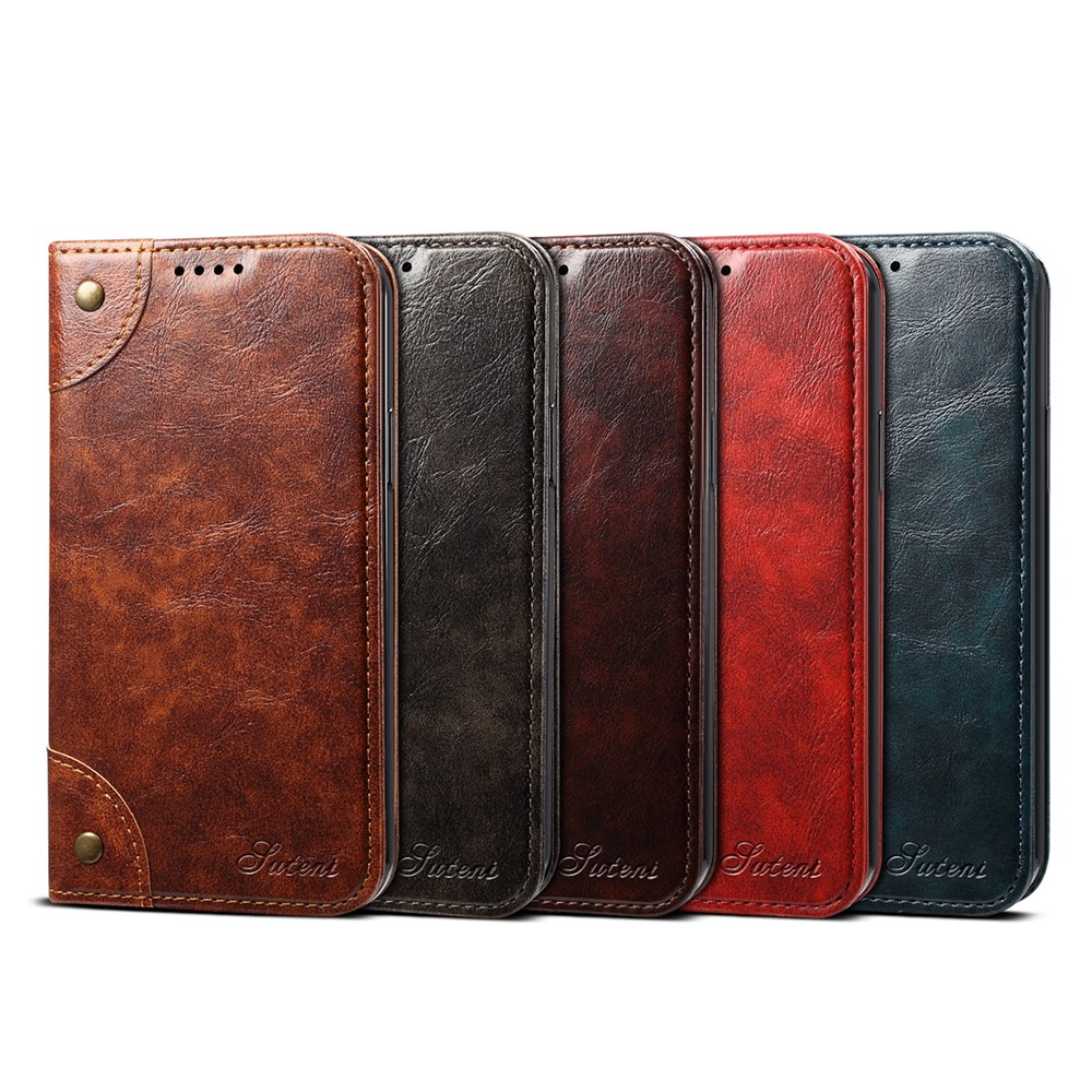 SUTENI 055 Series Shockproof Phone Shell Strong Auto Closure PU Leather+TPU Case Wallet Stand for iPhone 11 Pro 5.8 inch - Black-8