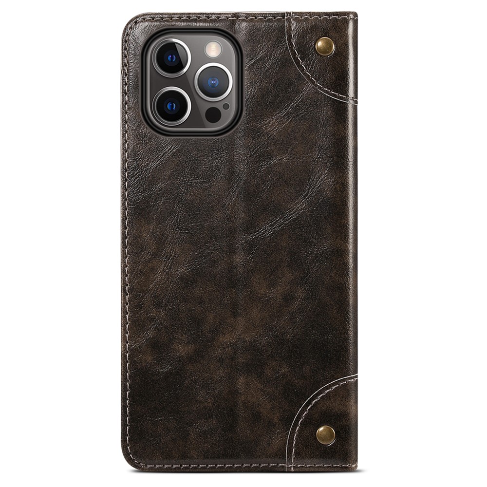 SUTENI 055 Series Simple Style Strong Auto-absorbed PU Leather+TPU Case Wallet Stand Shockproof Phone Shell for iPhone 12 Pro / iPhone 12 6.1 inch - Black-3