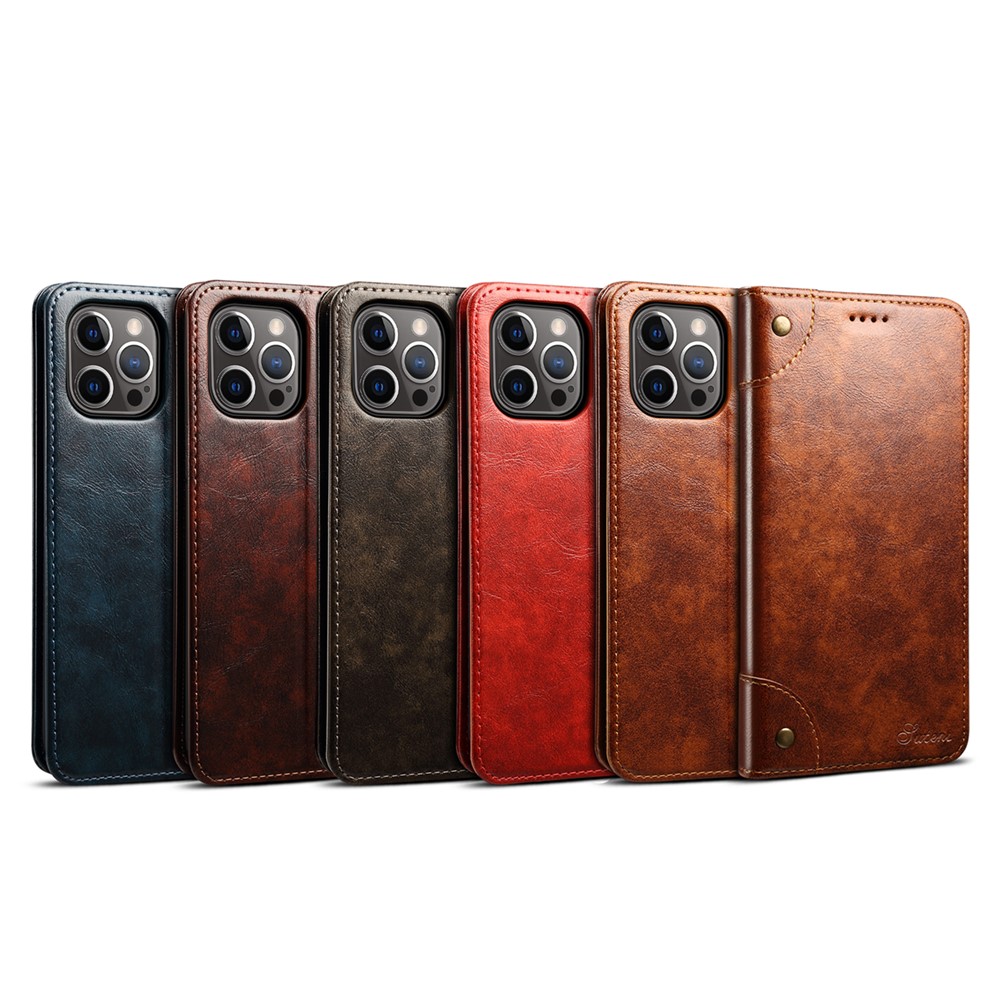 SUTENI 055 Series Simple Style Strong Auto-absorbed PU Leather+TPU Case Wallet Stand Shockproof Phone Shell for iPhone 12 Pro / iPhone 12 6.1 inch - Black-6