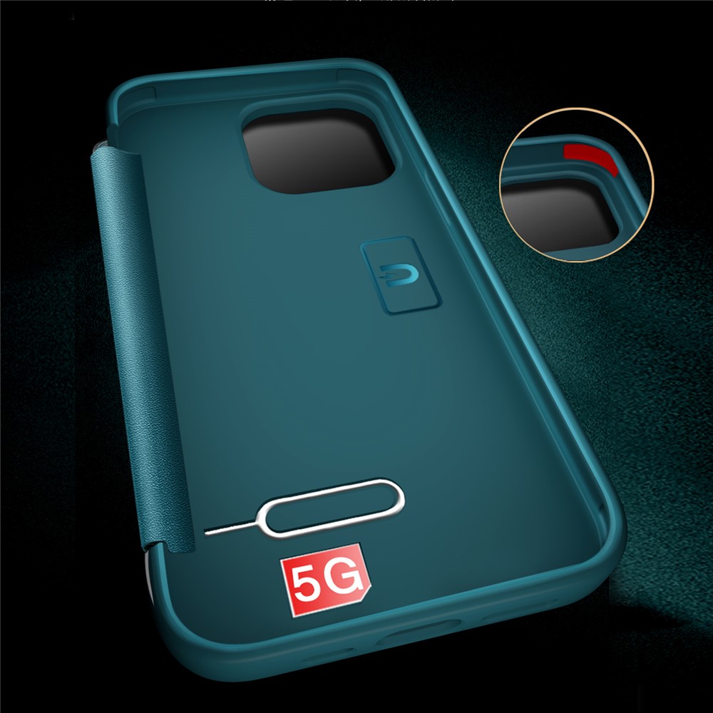View Window Design Flip Cover Anti-Scratch PU Leather+Hard PC+TPU Hybrid Protective Case for iPhone 13 Pro 6.1 inch - Blue-6